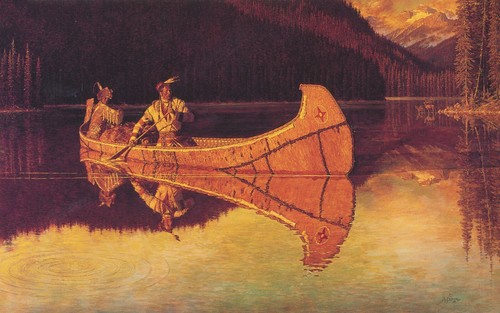 Native american canoe - native,