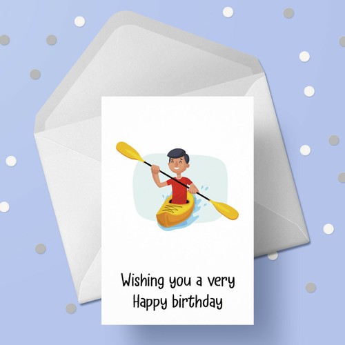 Canoe kayak birthday card - canoe,,