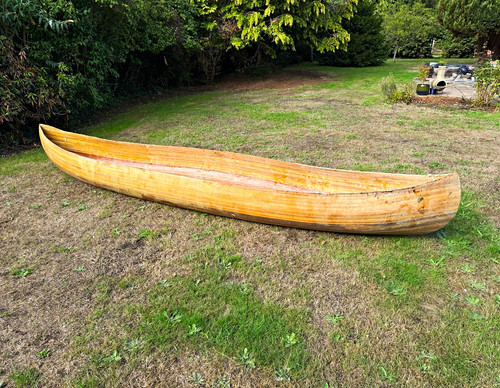 Wooden cedar strip canoe - canoe, hull-